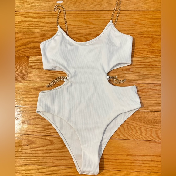 SHEIN Other - White One Piece with Gold Chain Straps
